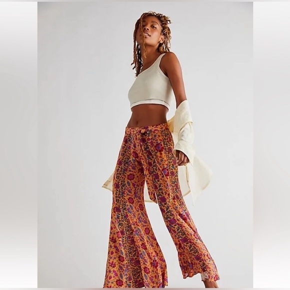 Free People Pants - NWOT FREE PEOPLE Bali Sultry Boho Flare Pants Mustard Large